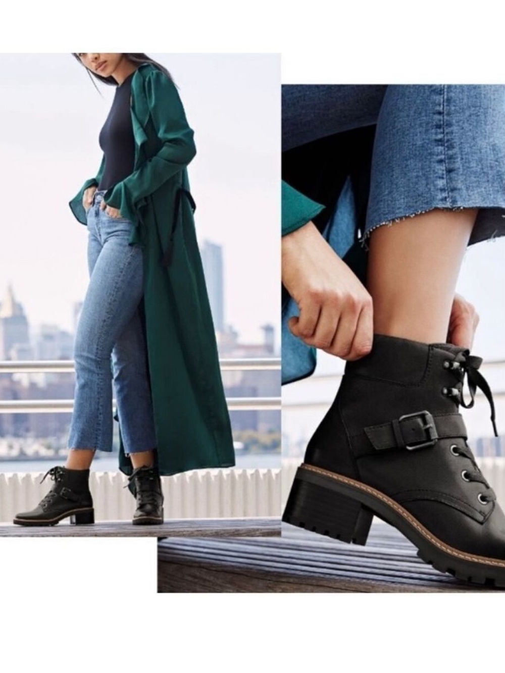 Naturalizer Tia ankle bootie lug soul combat boot almond toe size 8
